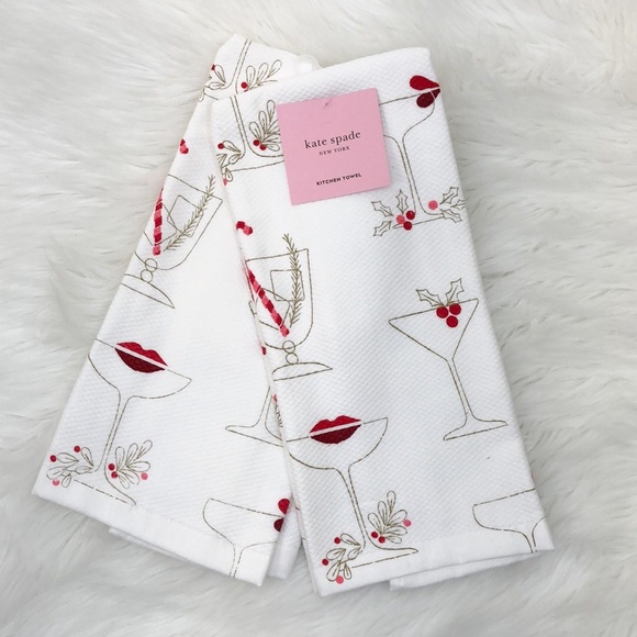 kate spade Other - Kate Spade White Holiday Cocktail Kitchen Towels